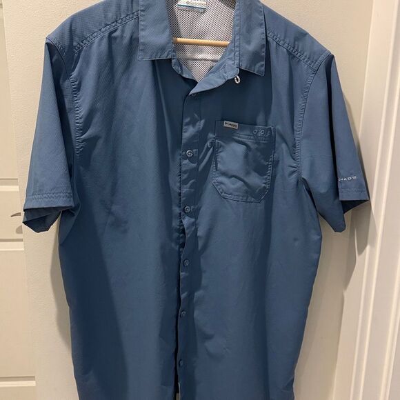 Columbia PFG Omni-Shade Men's Light blue Short Sleeve Shirt size Large - Picture 5 of 13
